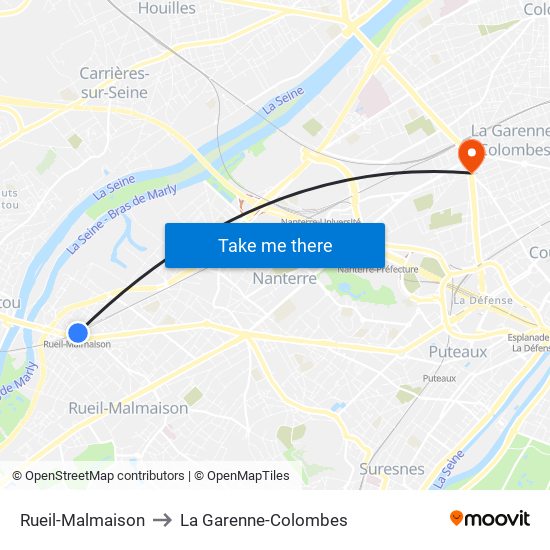 Rueil-Malmaison to La Garenne-Colombes map