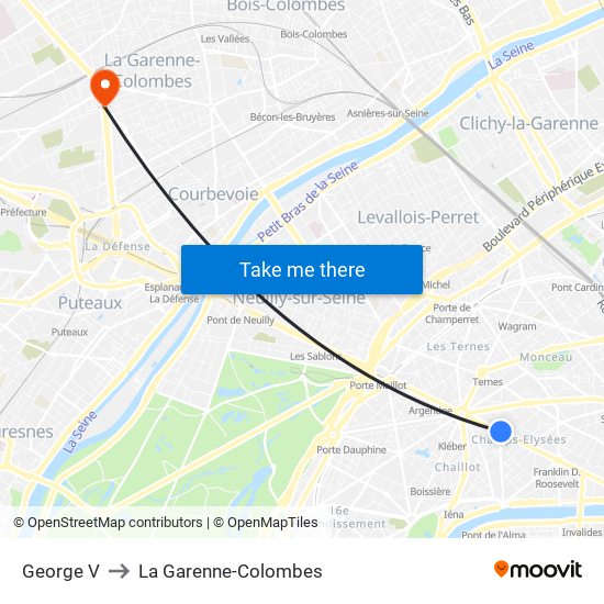 George V to La Garenne-Colombes map