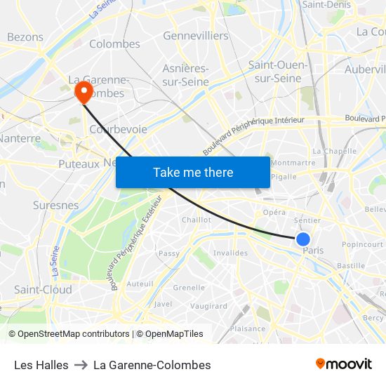 Les Halles to La Garenne-Colombes map