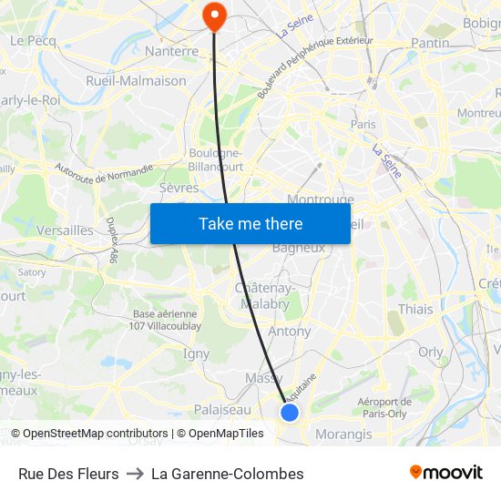 Rue Des Fleurs to La Garenne-Colombes map