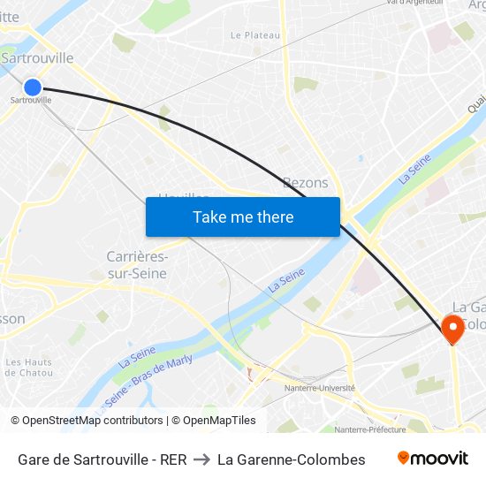 Gare de Sartrouville - RER to La Garenne-Colombes map