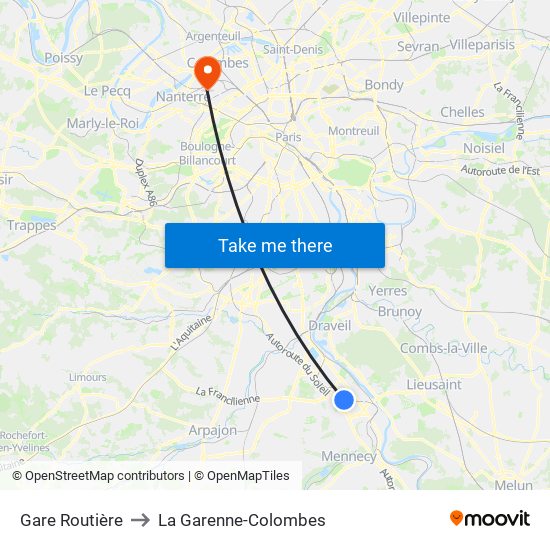 Gare Routière to La Garenne-Colombes map