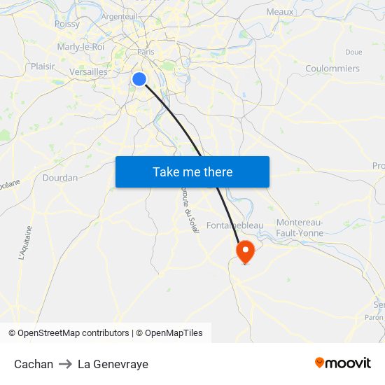Cachan to La Genevraye map