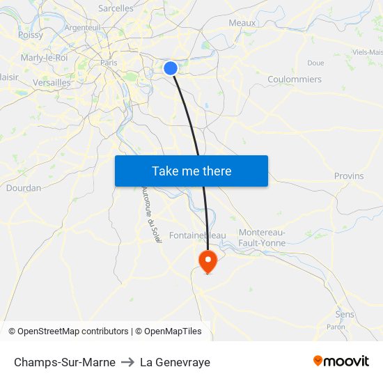 Champs-Sur-Marne to La Genevraye map