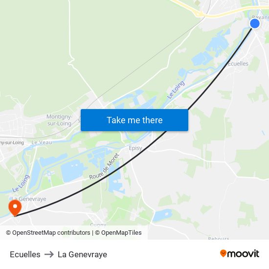 Ecuelles to La Genevraye map