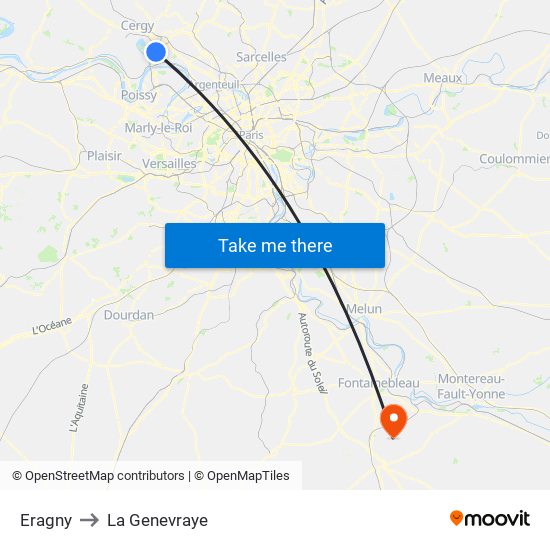 Eragny to La Genevraye map