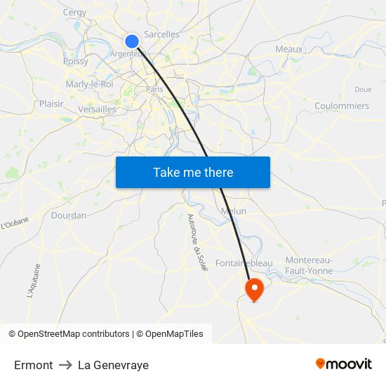 Ermont to La Genevraye map