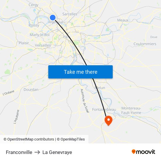 Franconville to La Genevraye map