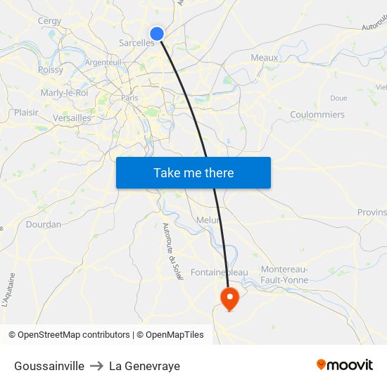 Goussainville to La Genevraye map