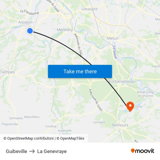 Guibeville to La Genevraye map