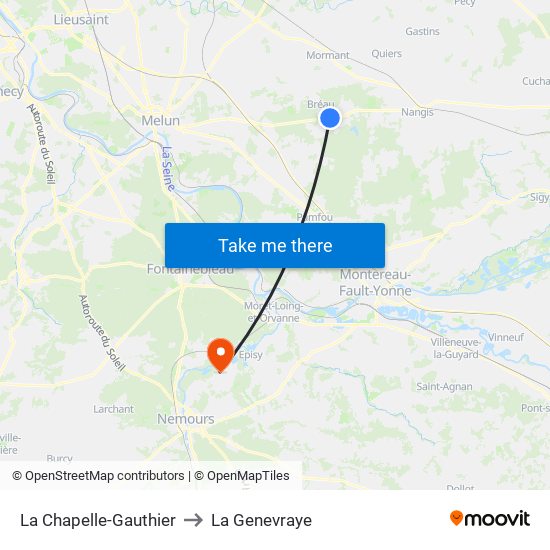 La Chapelle-Gauthier to La Genevraye map