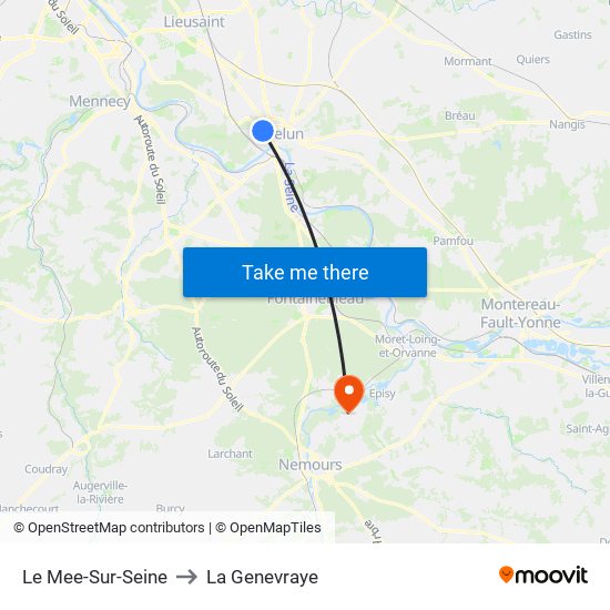 Le Mee-Sur-Seine to La Genevraye map