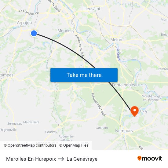 Marolles-En-Hurepoix to La Genevraye map