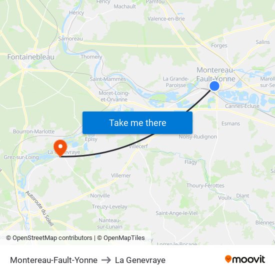 Montereau-Fault-Yonne to La Genevraye map