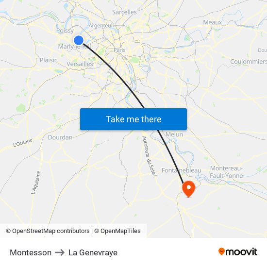Montesson to La Genevraye map