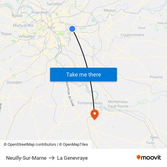 Neuilly-Sur-Marne to La Genevraye map