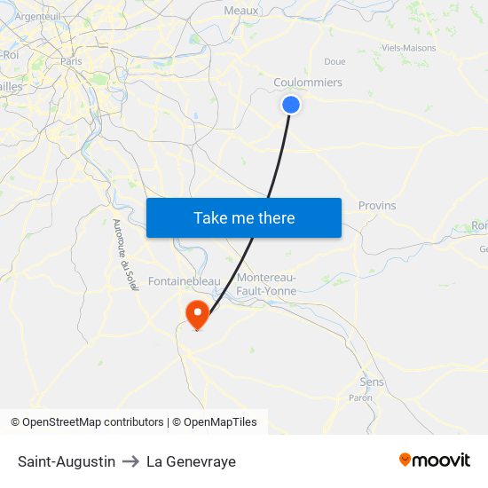 Saint-Augustin to La Genevraye map