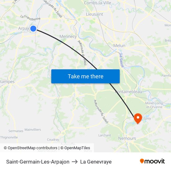 Saint-Germain-Les-Arpajon to La Genevraye map