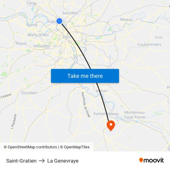 Saint-Gratien to La Genevraye map