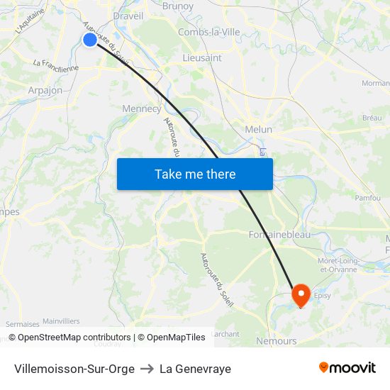 Villemoisson-Sur-Orge to La Genevraye map