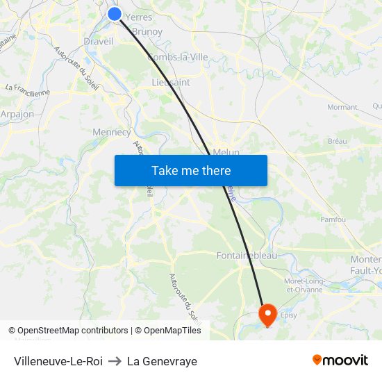 Villeneuve-Le-Roi to La Genevraye map