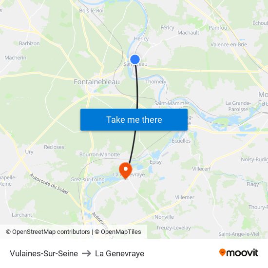 Vulaines-Sur-Seine to La Genevraye map