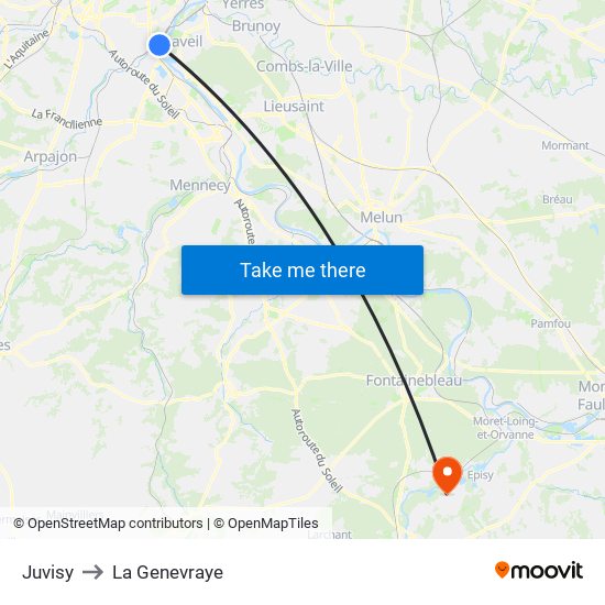 Juvisy to La Genevraye map
