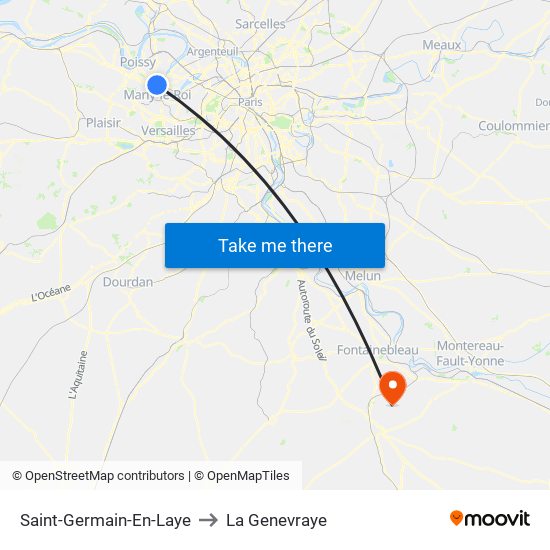 Saint-Germain-En-Laye to La Genevraye map