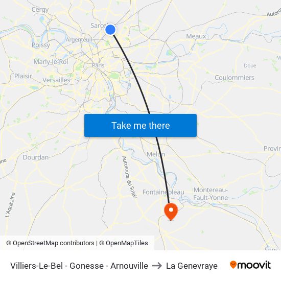 Villiers-Le-Bel - Gonesse - Arnouville to La Genevraye map