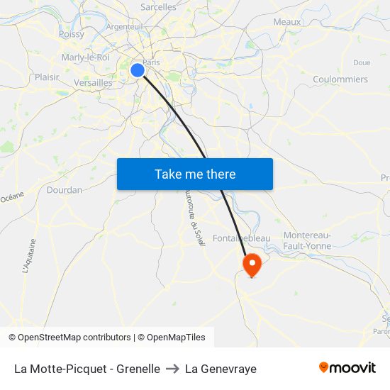 La Motte-Picquet - Grenelle to La Genevraye map