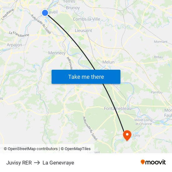Juvisy RER to La Genevraye map