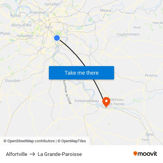 Alfortville to La Grande-Paroisse map