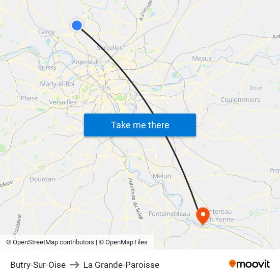 Butry-Sur-Oise to La Grande-Paroisse map