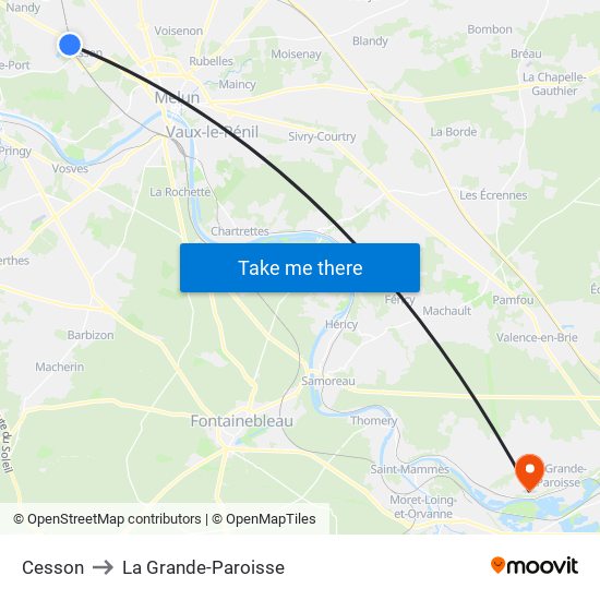 Cesson to La Grande-Paroisse map