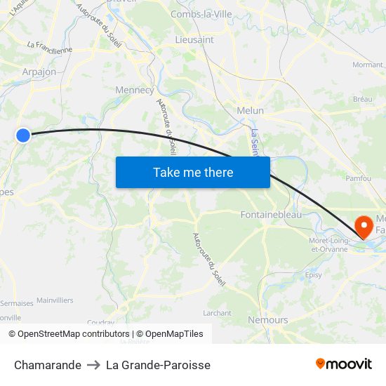 Chamarande to La Grande-Paroisse map