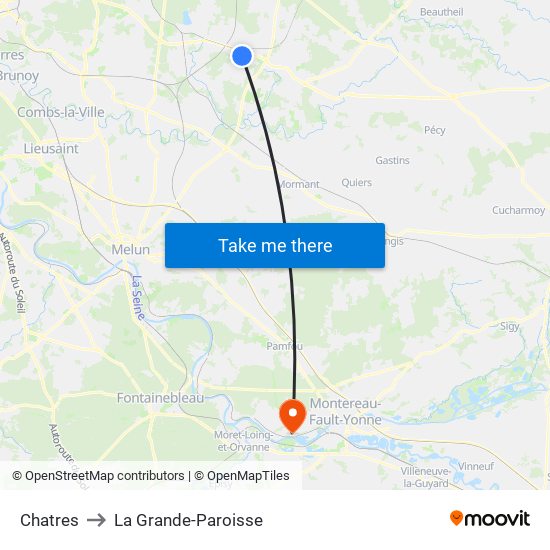 Chatres to La Grande-Paroisse map