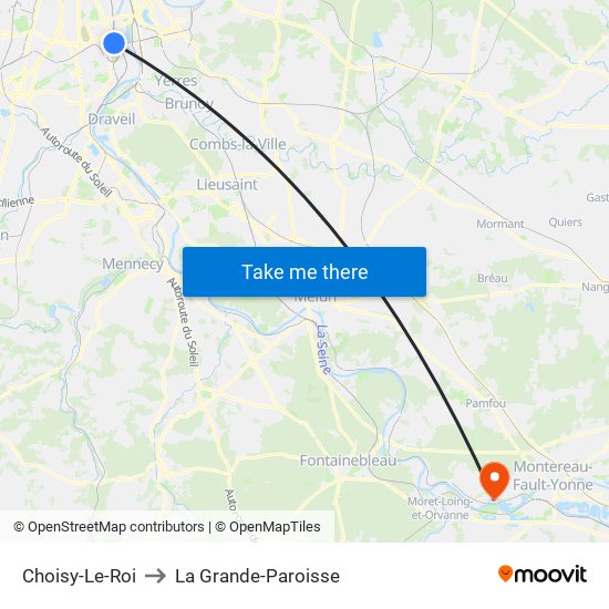 Choisy-Le-Roi to La Grande-Paroisse map