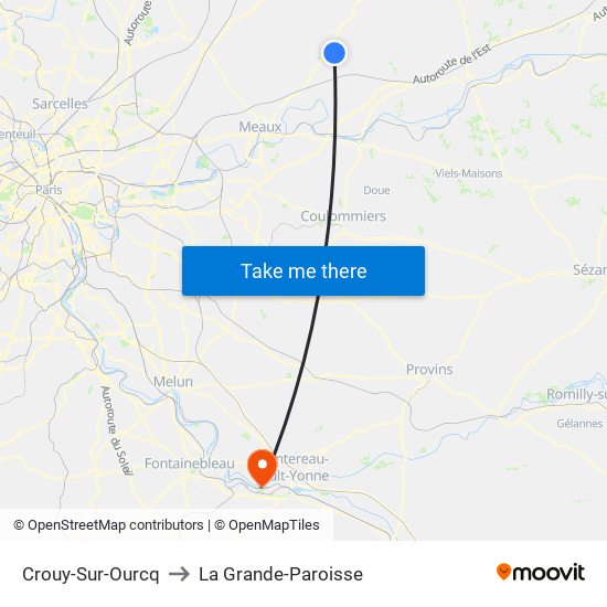 Crouy-Sur-Ourcq to La Grande-Paroisse map