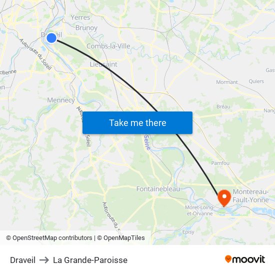 Draveil to La Grande-Paroisse map