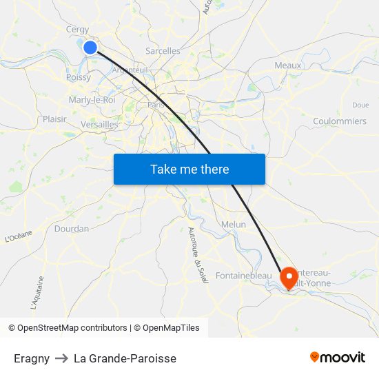 Eragny to La Grande-Paroisse map