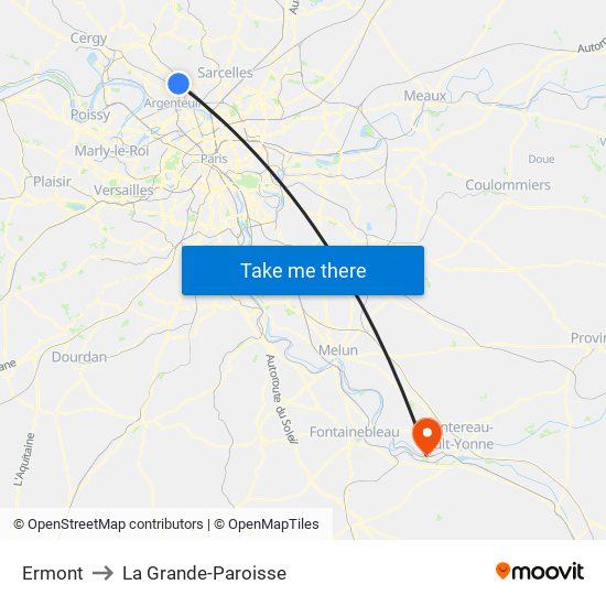 Ermont to La Grande-Paroisse map