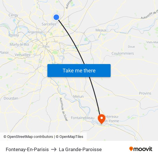 Fontenay-En-Parisis to La Grande-Paroisse map