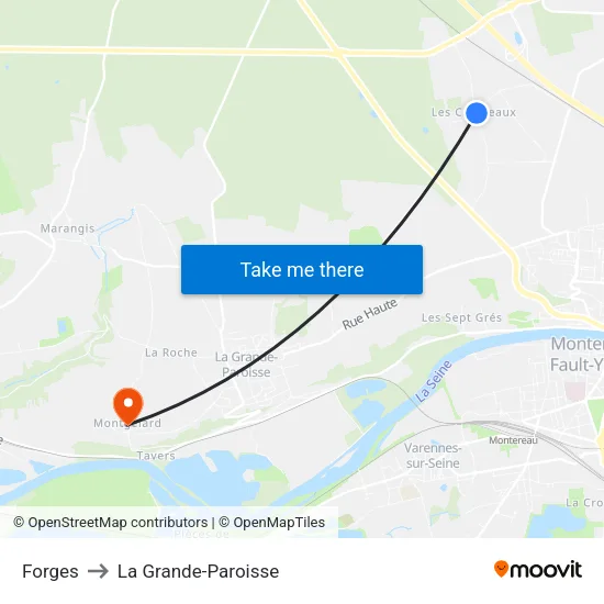 Forges to La Grande-Paroisse map