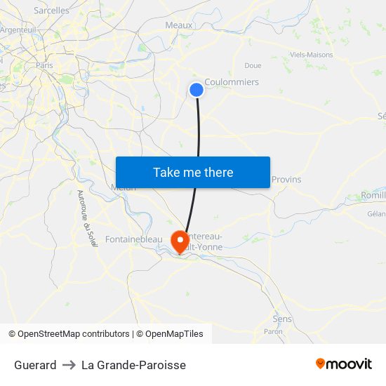 Guerard to La Grande-Paroisse map