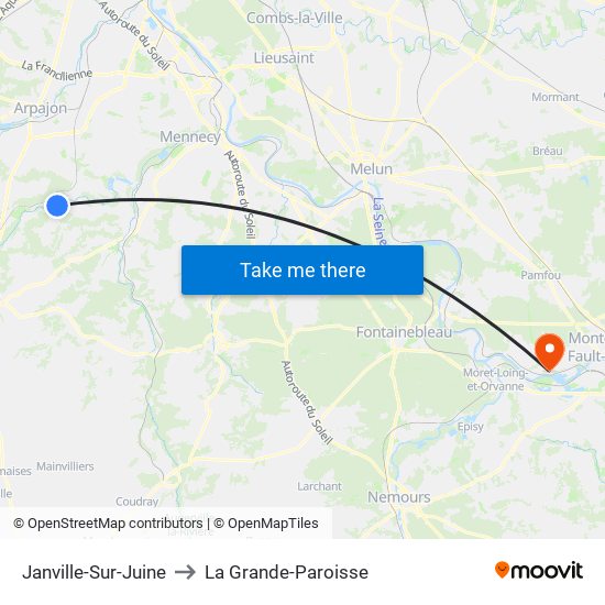 Janville-Sur-Juine to La Grande-Paroisse map
