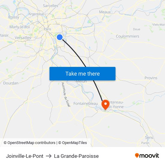 Joinville-Le-Pont to La Grande-Paroisse map