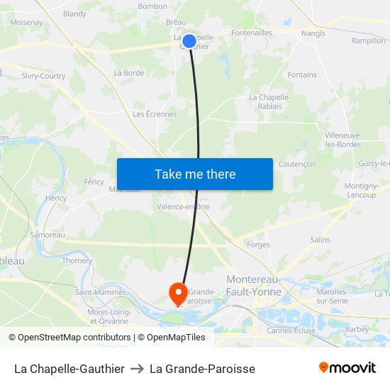 La Chapelle-Gauthier to La Grande-Paroisse map