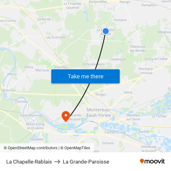 La Chapelle-Rablais to La Grande-Paroisse map