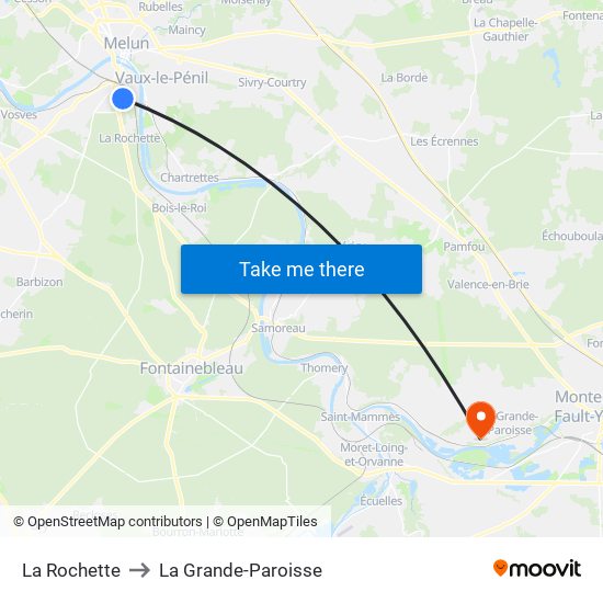 La Rochette to La Grande-Paroisse map