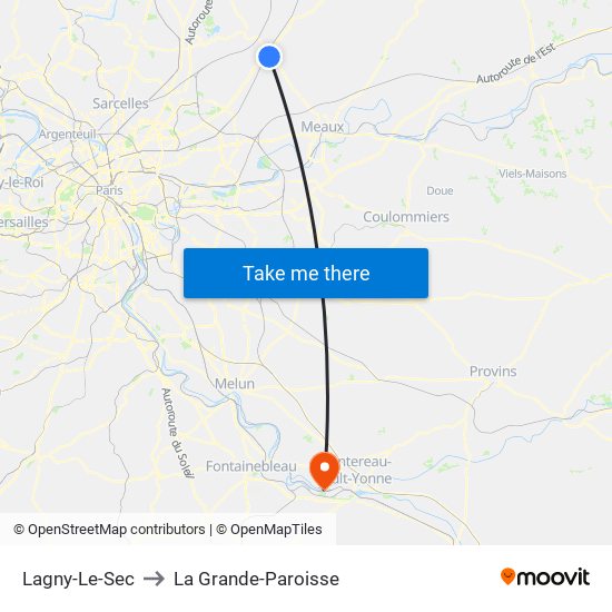Lagny-Le-Sec to La Grande-Paroisse map
